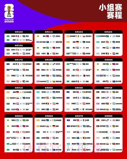 世界杯小组赛赛程推荐